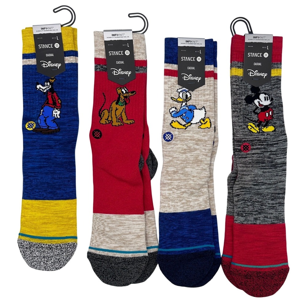 Stance Disney Crew Socks Men Large 9-13 Multicolor NEW Lot of 4 Mickey Pluto